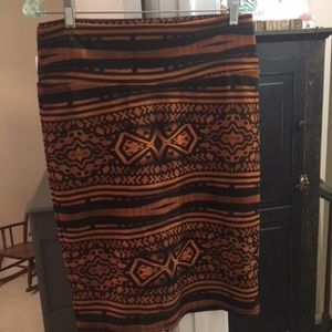 LulaRoe Cassie Skirt.  Orange & Black Aztec.  L